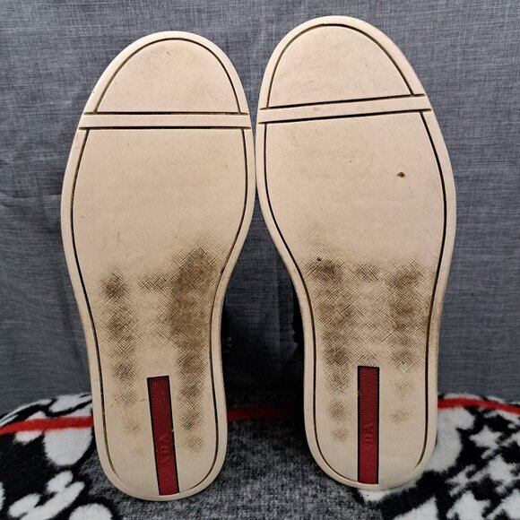 Prada Mens Old Nappa Leather Rustic Brown High Top Sneaker Size 7 Men - Picture 6 of 16